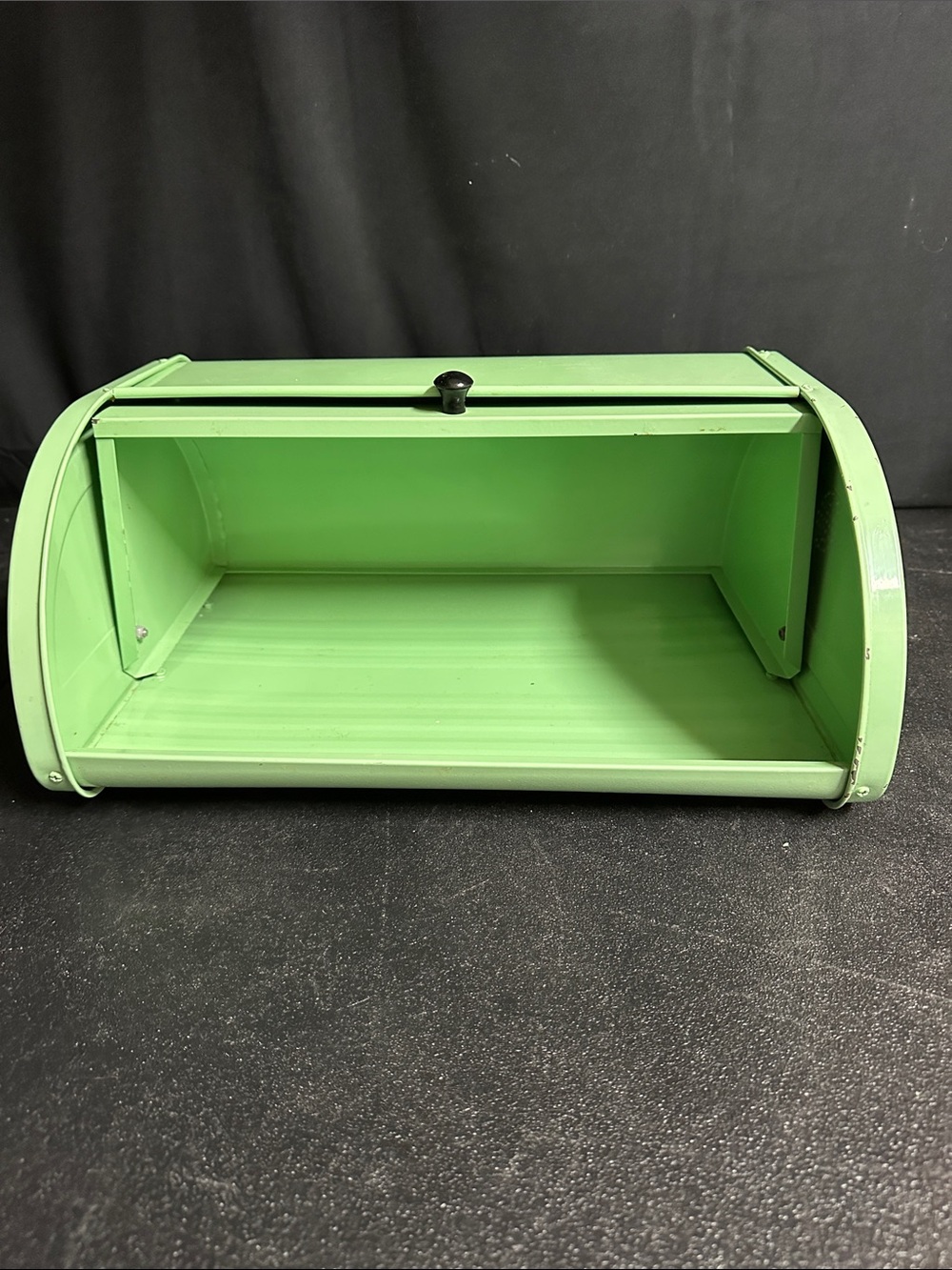 Vintage light sea green Bread Box Countertop Storage - enamelware - Picture 2 of 10